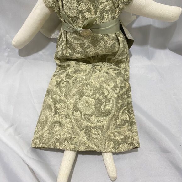 Vintage Woof & Poof 2000 Angel Green Tapestry Brocade Dress 18 In With Paper Tag - Picture 4 of 10